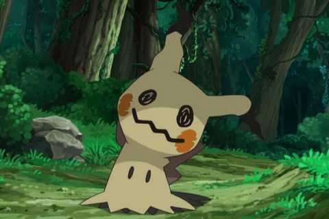 Mimikyu in the woods in Pokemon