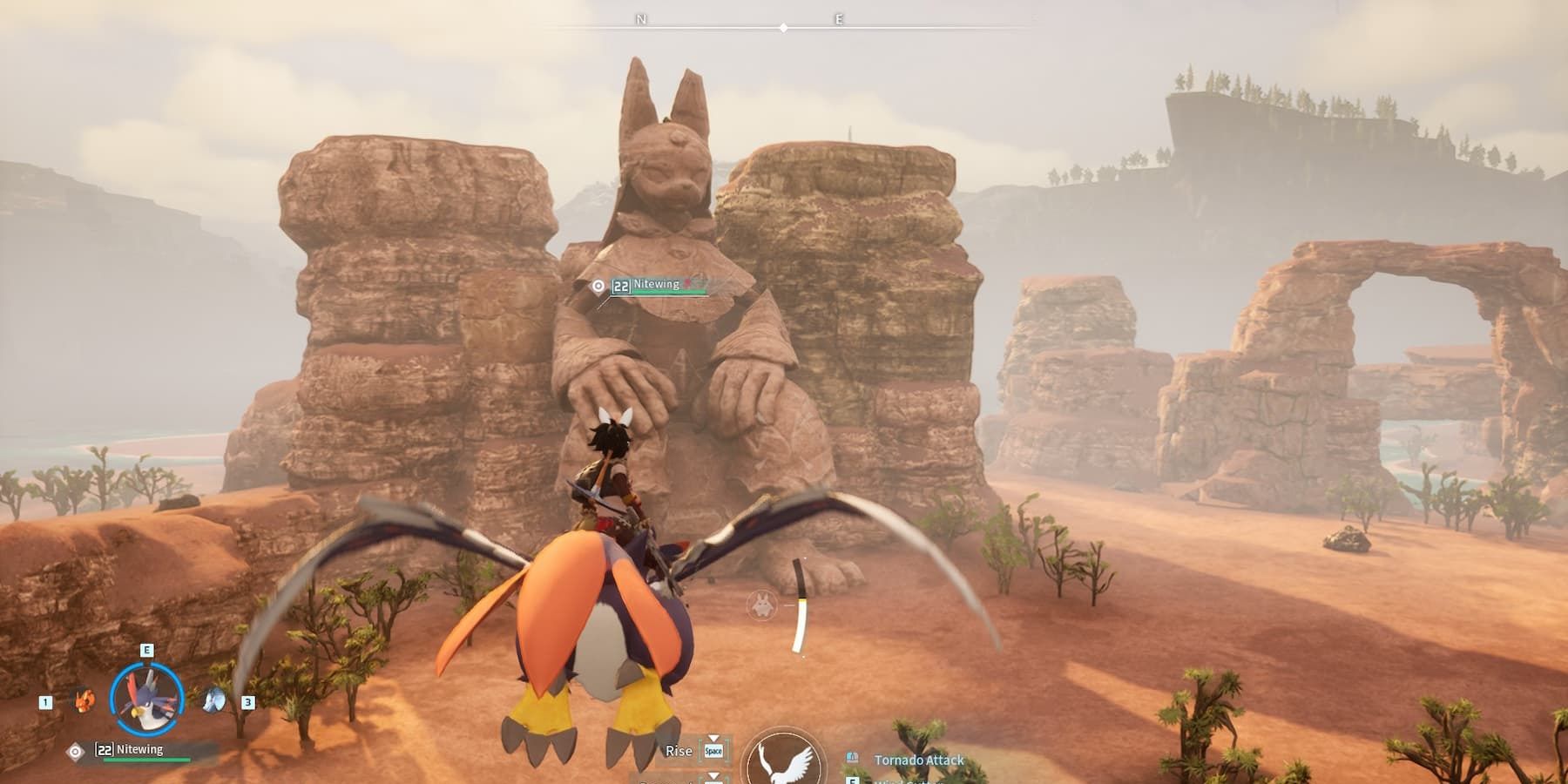 palworld-character-flying-towards-anubis-statue
