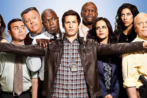 The cast of Brooklyn 99, with Jake in the front