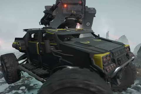FRV outrunning a Factory Strider in Helldivers 2