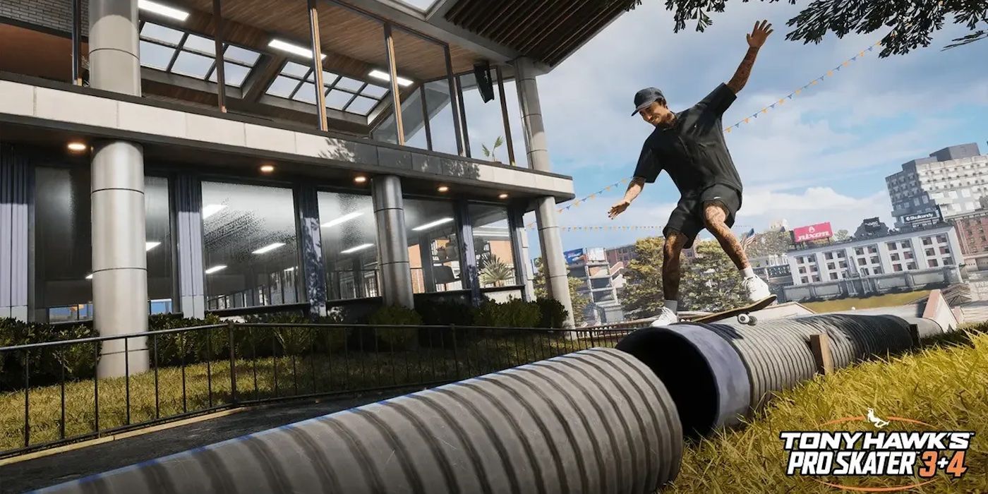 Tony Hawk's pro Skater 3+4 grinding a pipe in outside copy