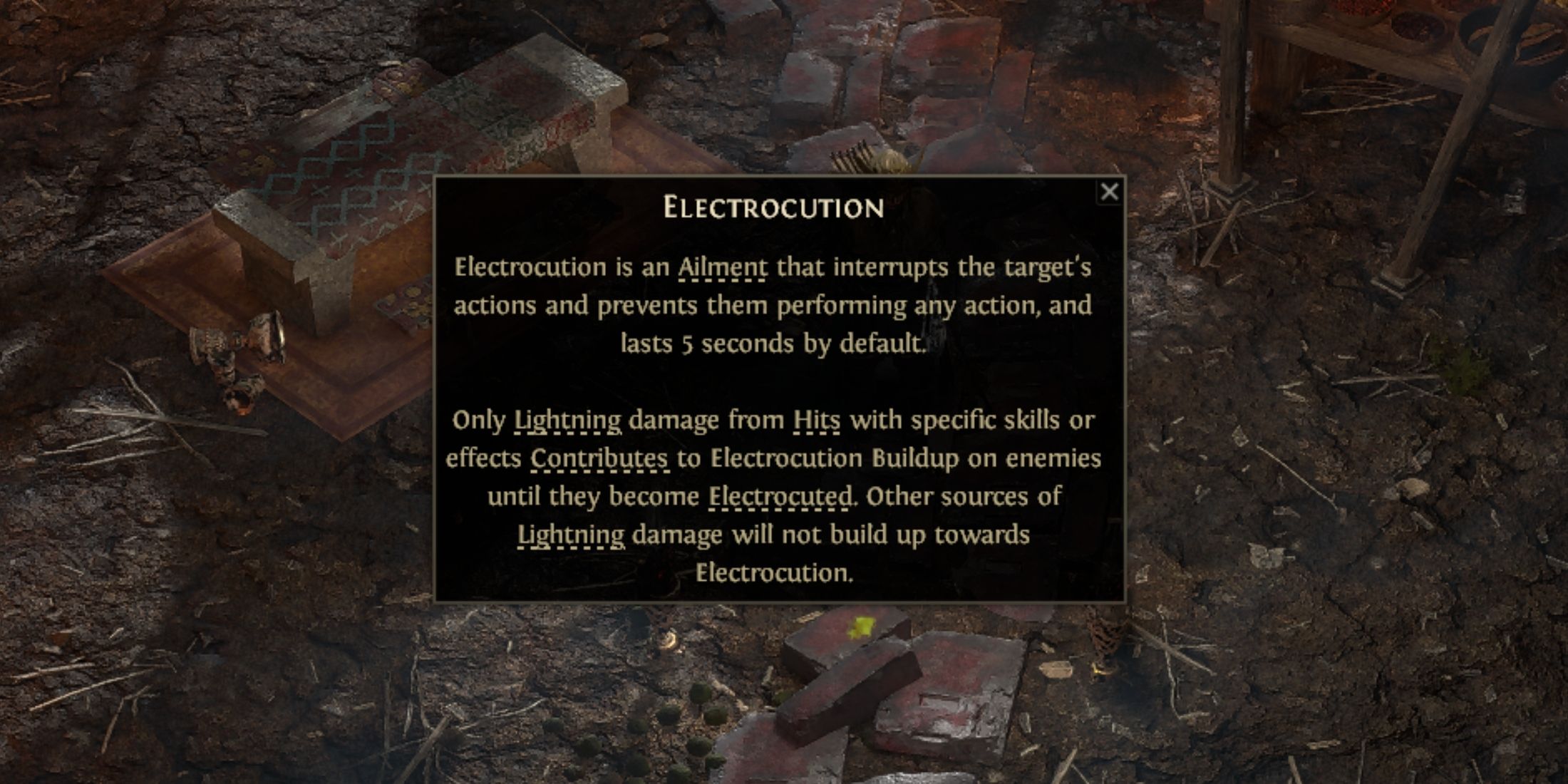 electrocution in-game tooltip in path of exile 2