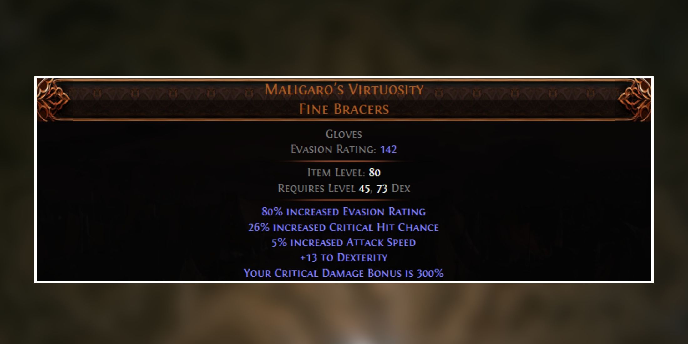 Maligaro's Virtuosity fine bracers in path of exile 2