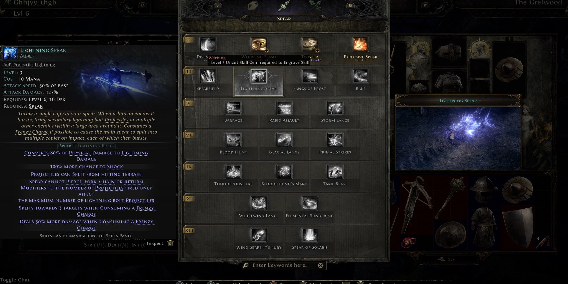 Path of Exile 2 lightning Spear spear skill