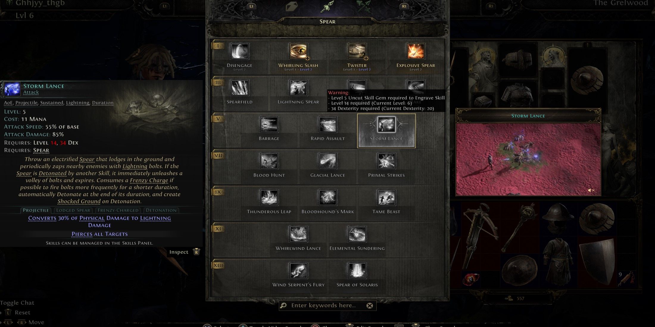 Path of Exile 2 Storm Lance spear skill