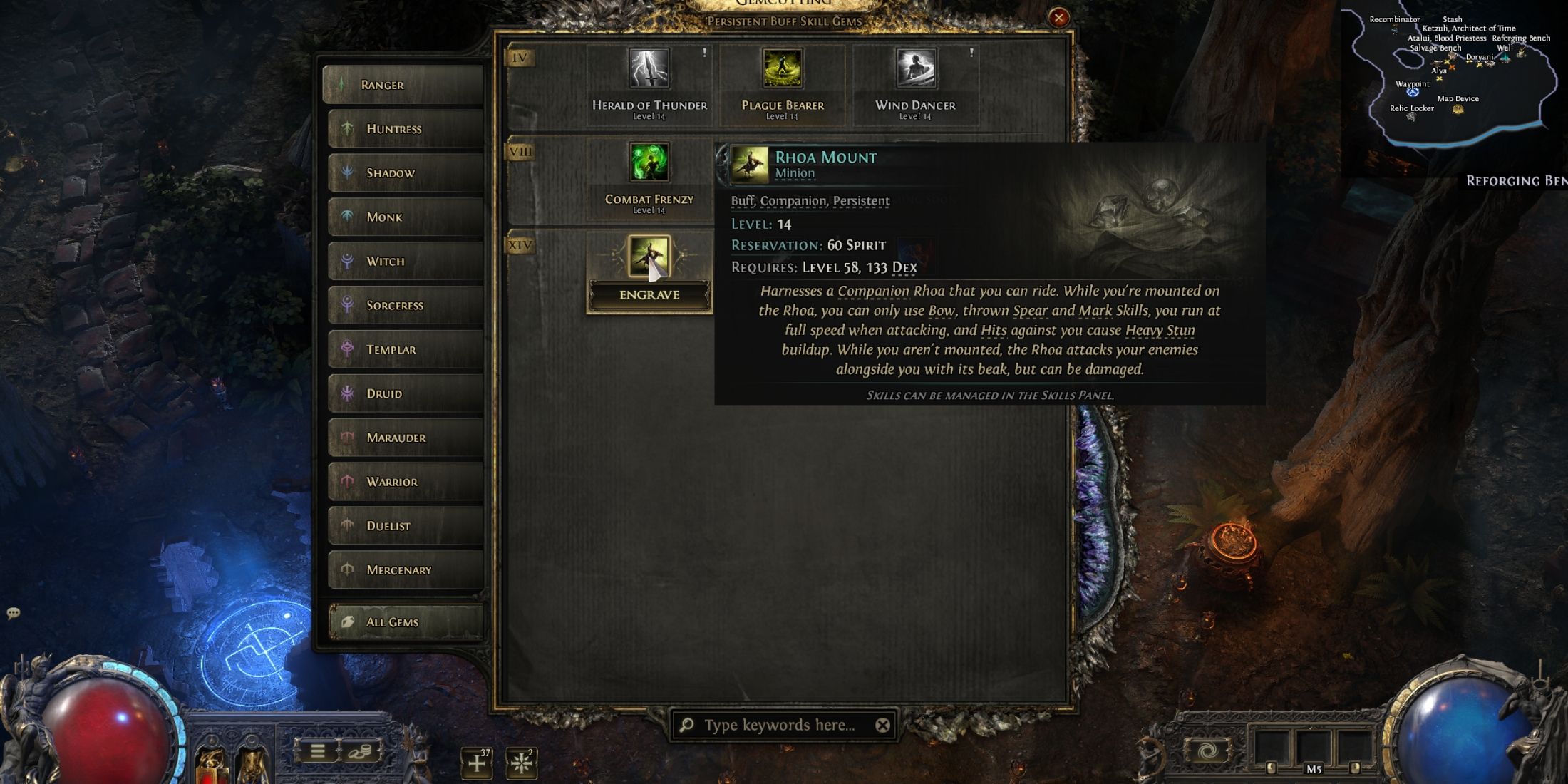 rhoa mount spirit gem in path of exile 2