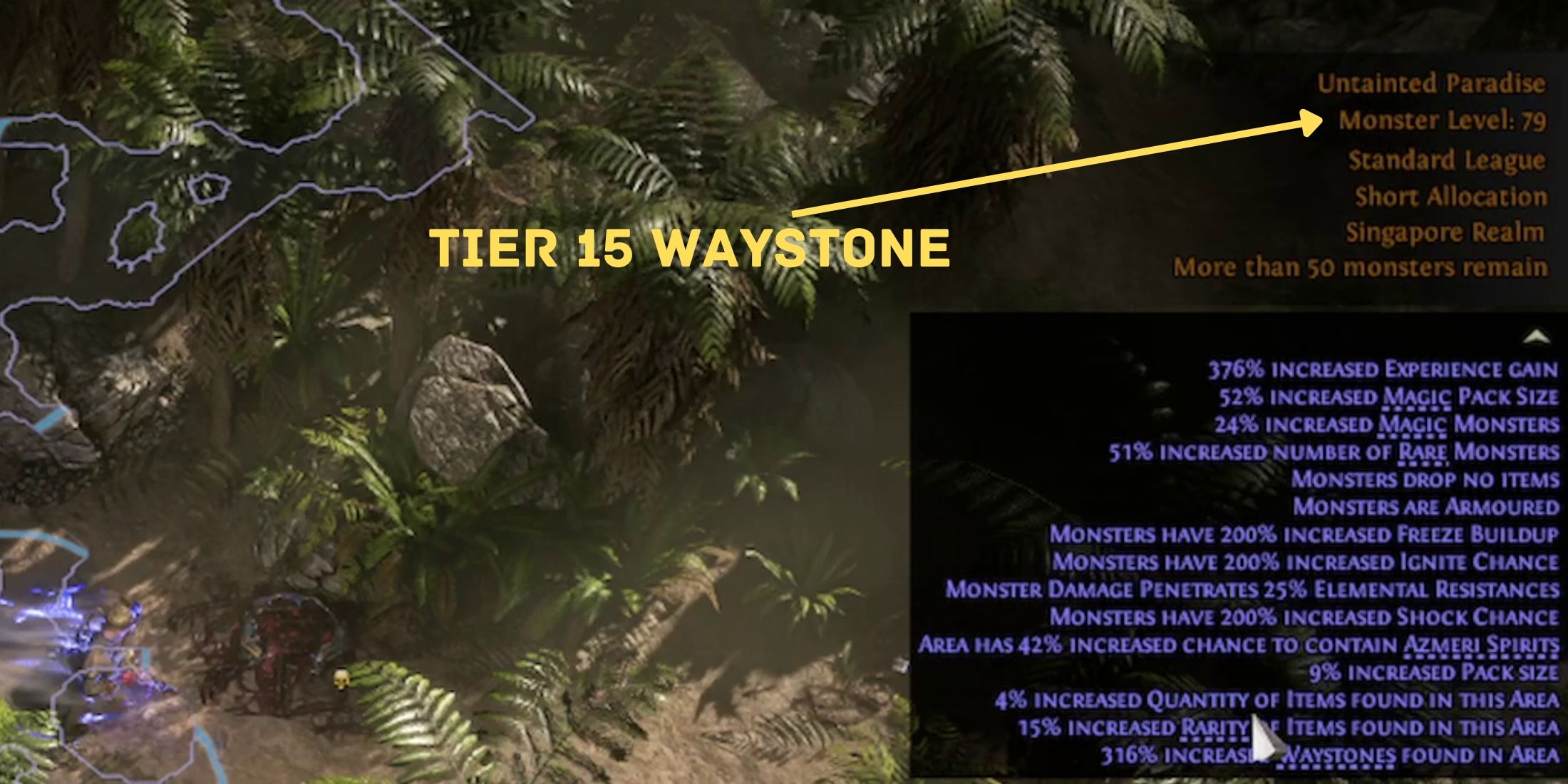 running a tier 15 waystone untainted paradise unique map in path of exile 2