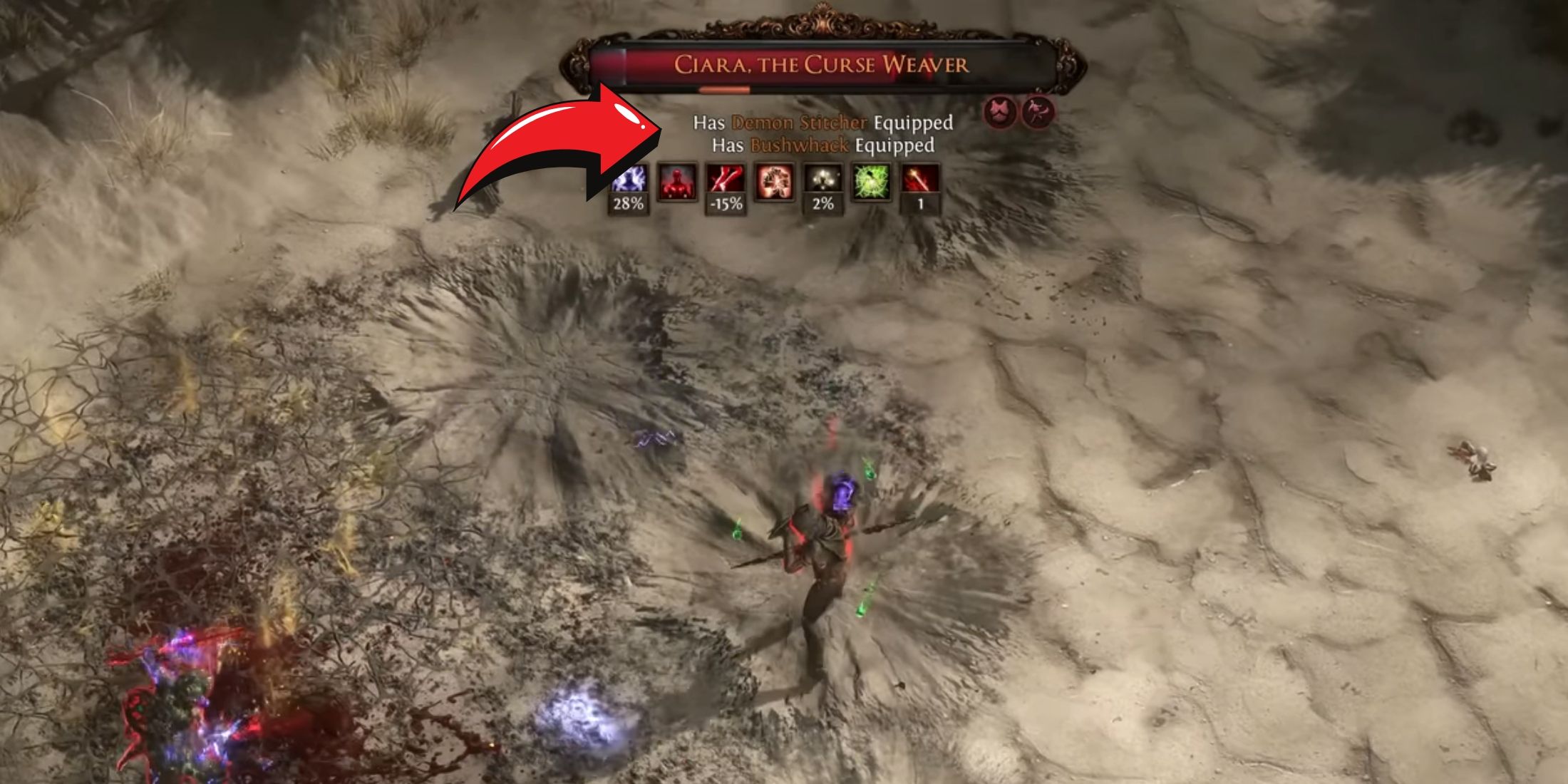 showing unique items equipped by rogue exile clara the curse weaver in path of exile 2