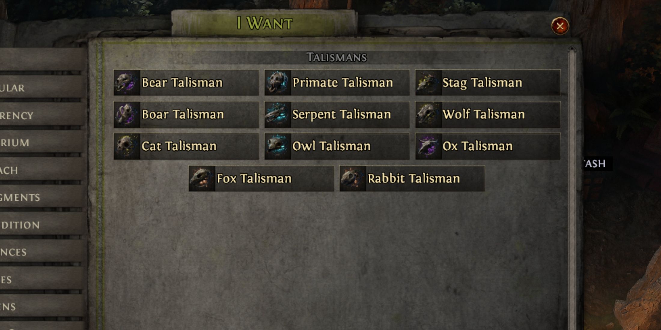 talismans at the currency exchange in path of exile 2