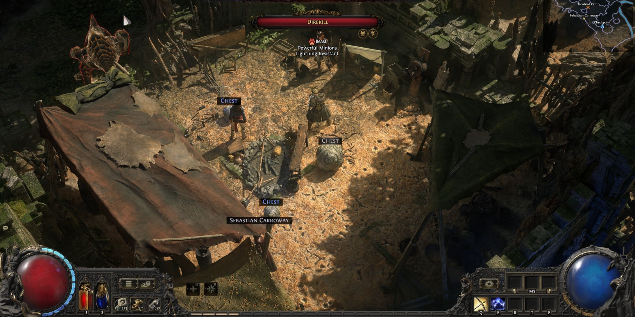 troubled camp in infested barrens in path of exile 2