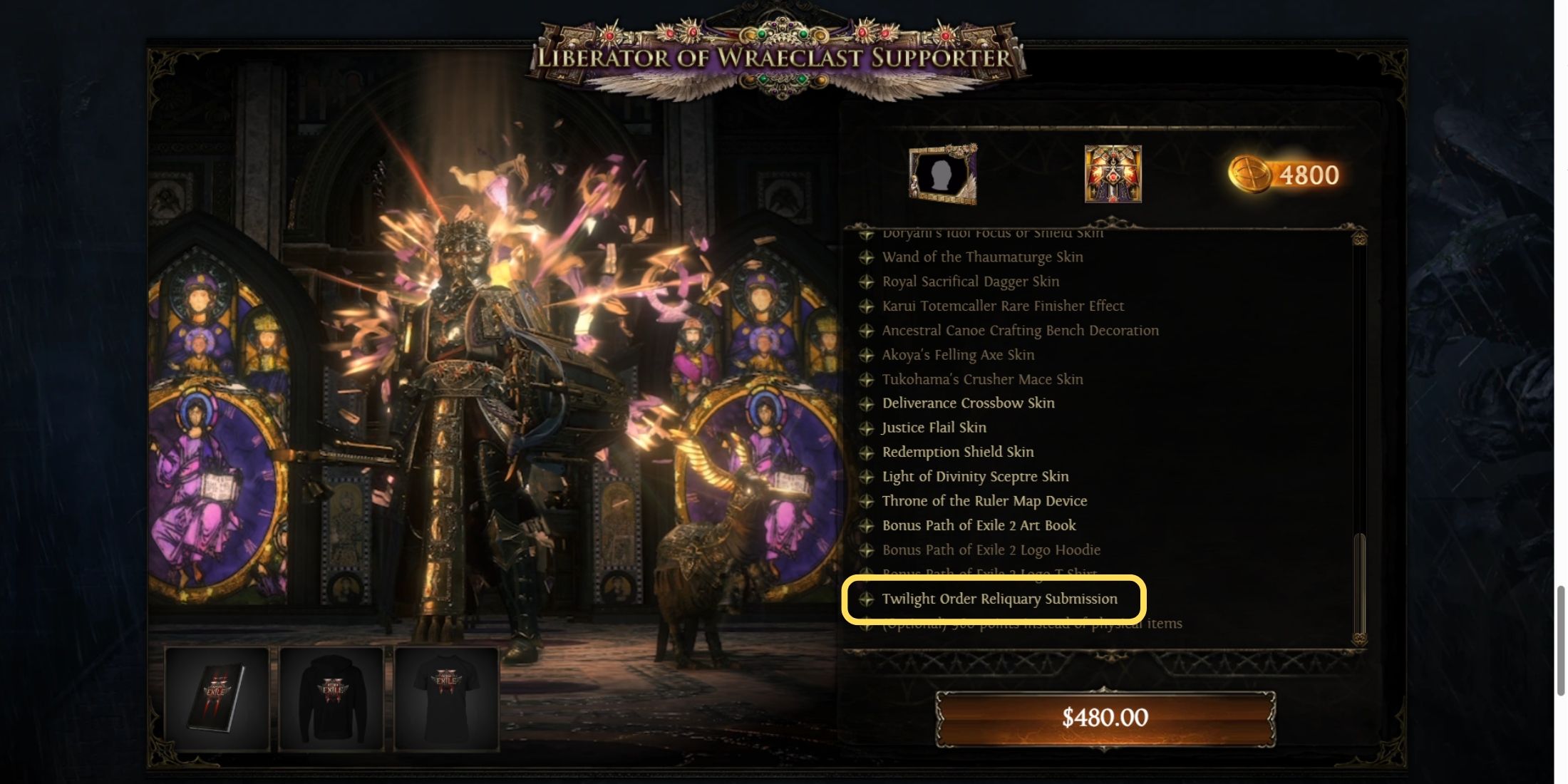 Twilight Order Reliquary for creating foiled items in path of exile 2 supporter pack liberator of wraeclast