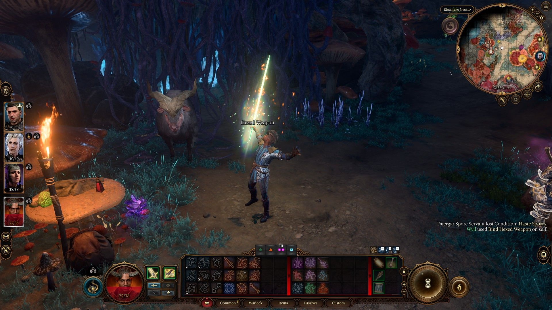 BG3 Bind Hexed Weapon action