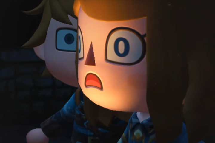 Animal Crossing New Horizons The Legend of Zelda TOTK Intro recreated by ACV-TotK shocked face screenshot