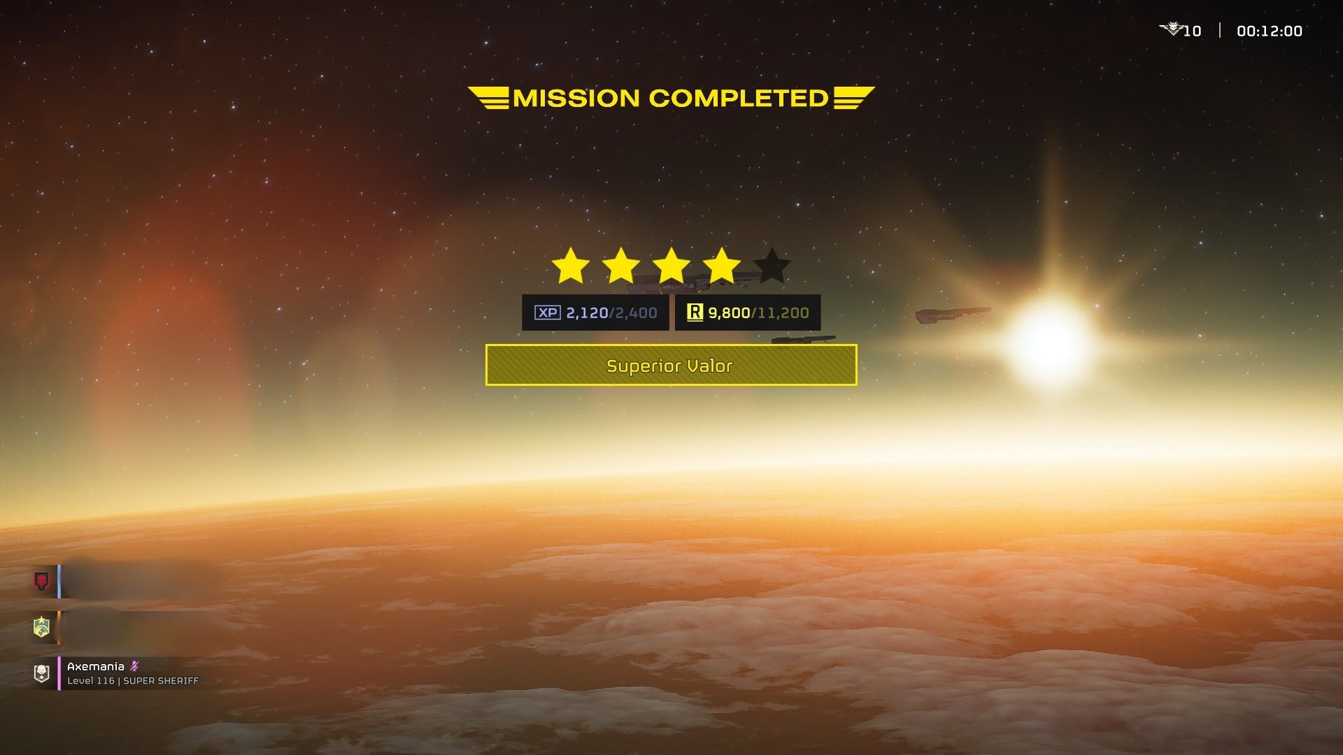 Helldivers 2 Mission Complete screen