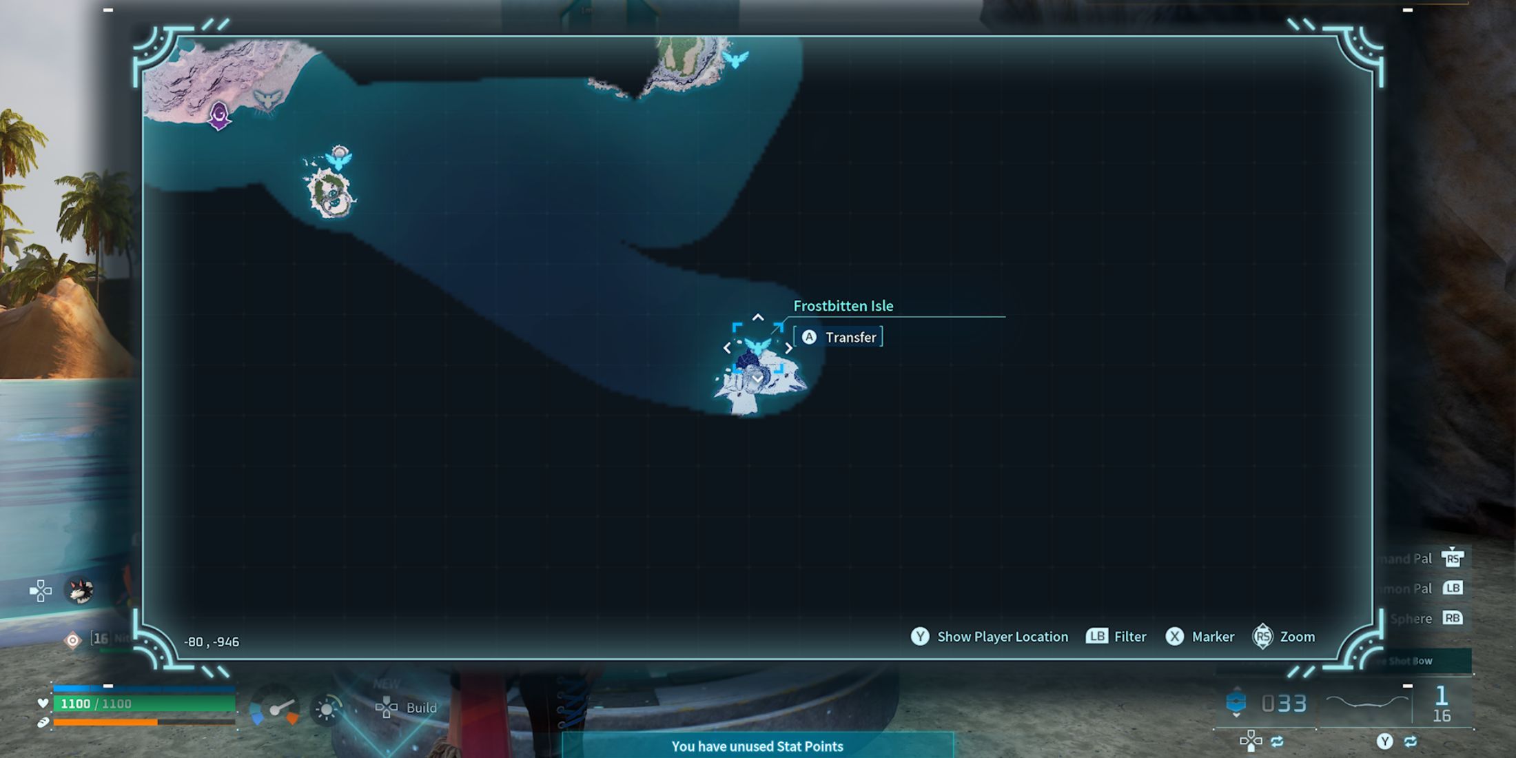 Frostbitten Isle map location in Palworld