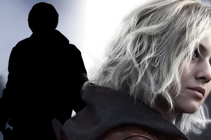Grace Ashcroft next to silhouette of Leon Kennedy
