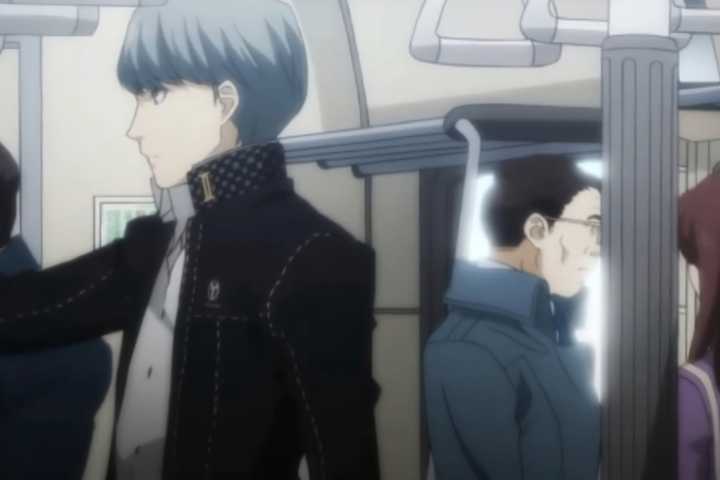 persona 4 Yu Narukami riding train