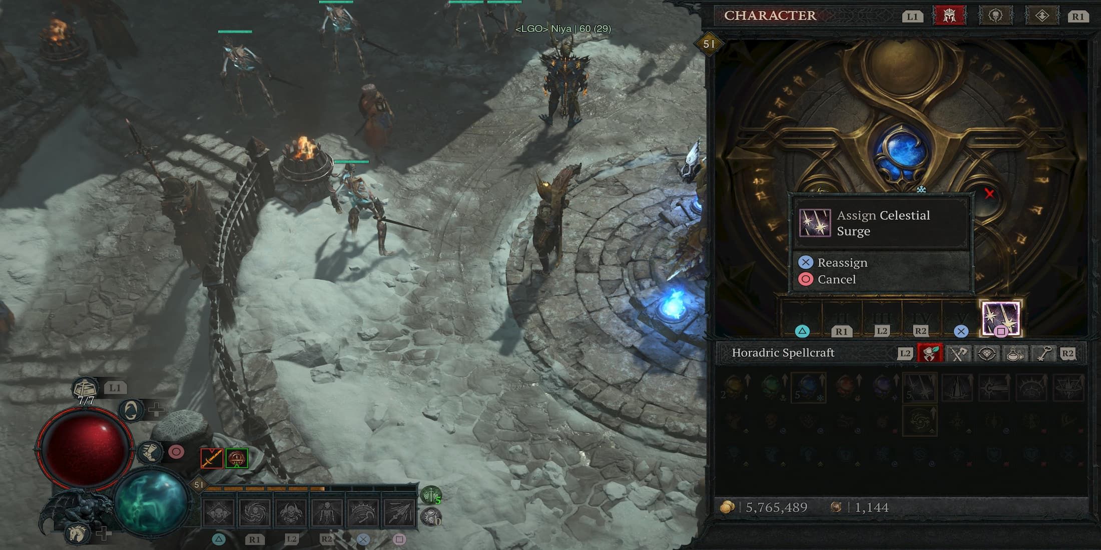 The Player Equipping a Horadric Spell