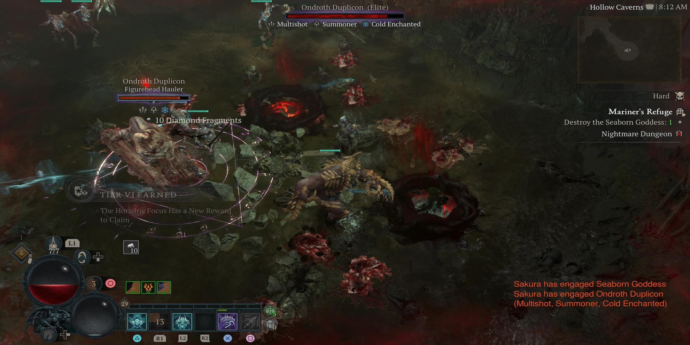 The Player Using a Horadric Spell in Combat