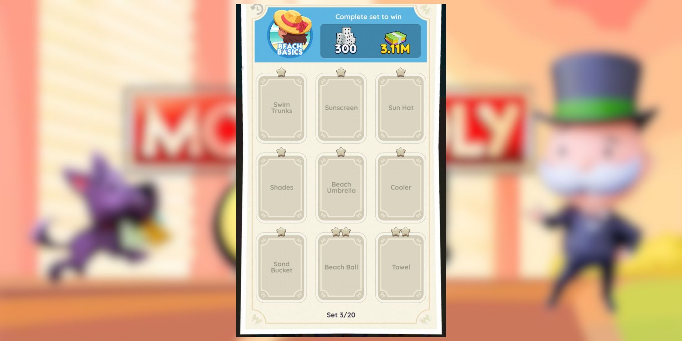 beach basics sticker set summer escape monopoly go
