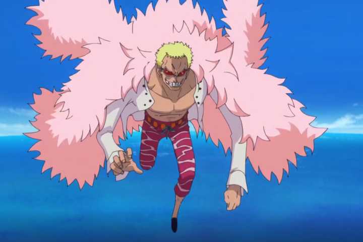 Doflamingo flying in One Piece
