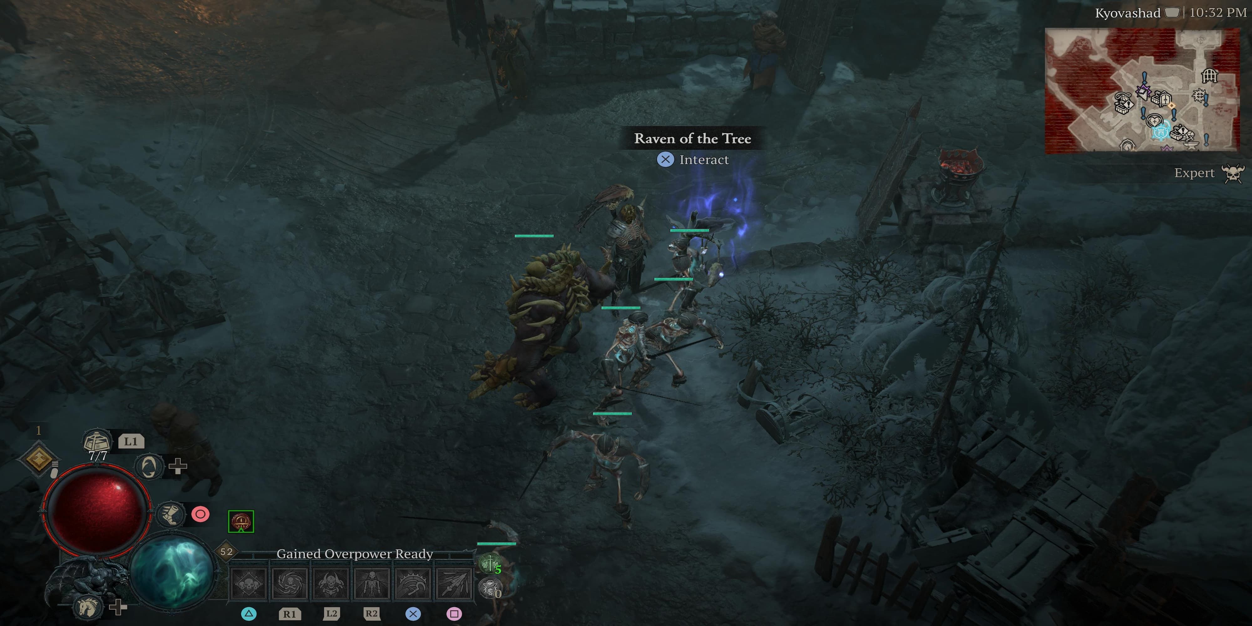 The Player Standing in front of the Raven of the Tree