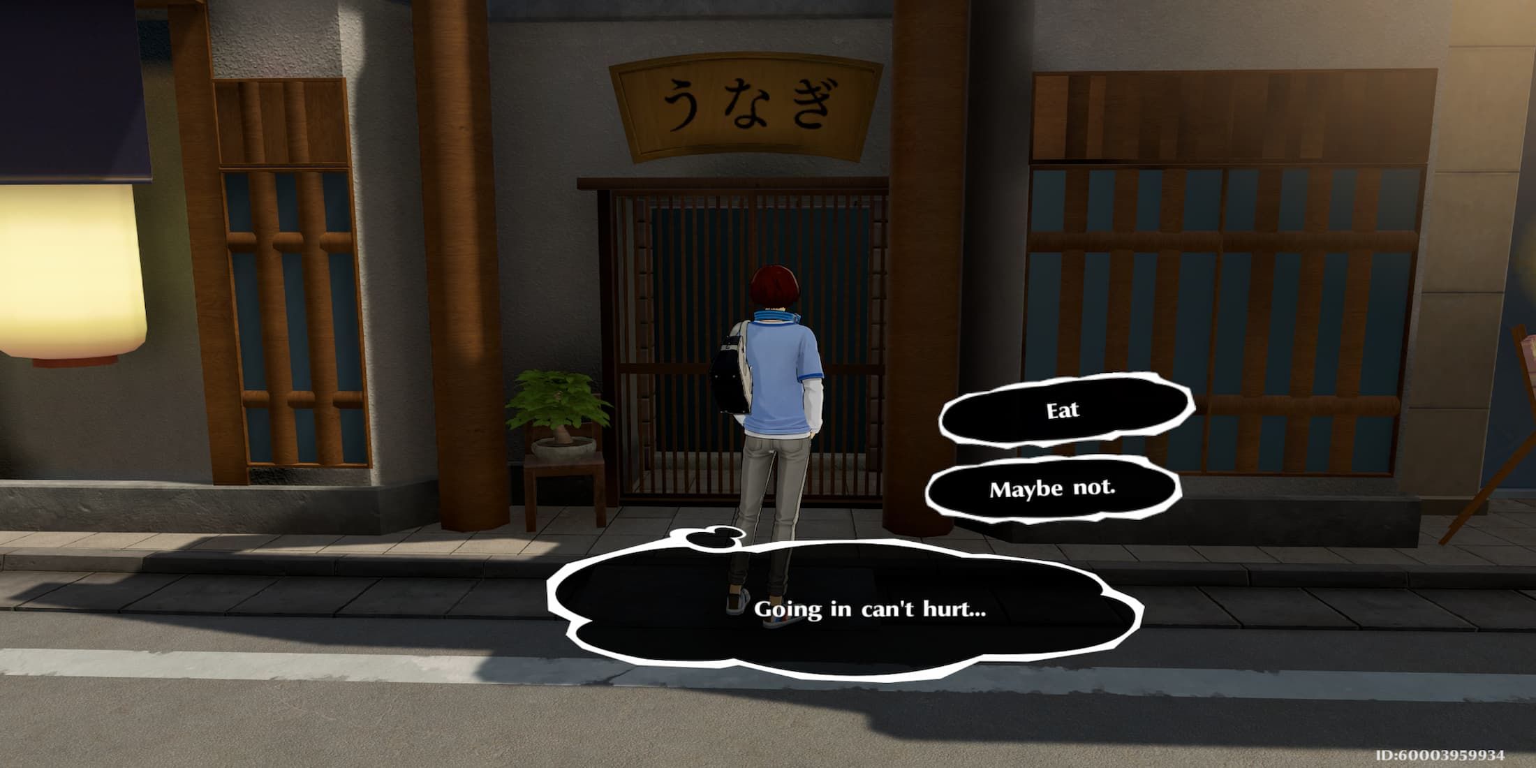 The Player Choosing to go into the Eel Shop