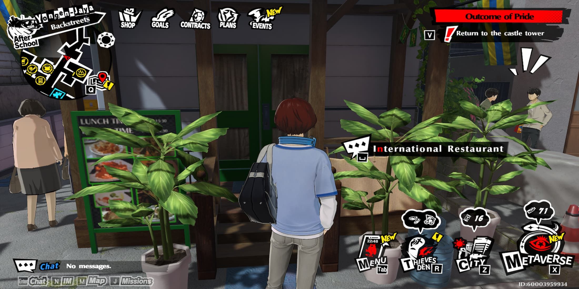 The Player Standing in front of the International Restaurant