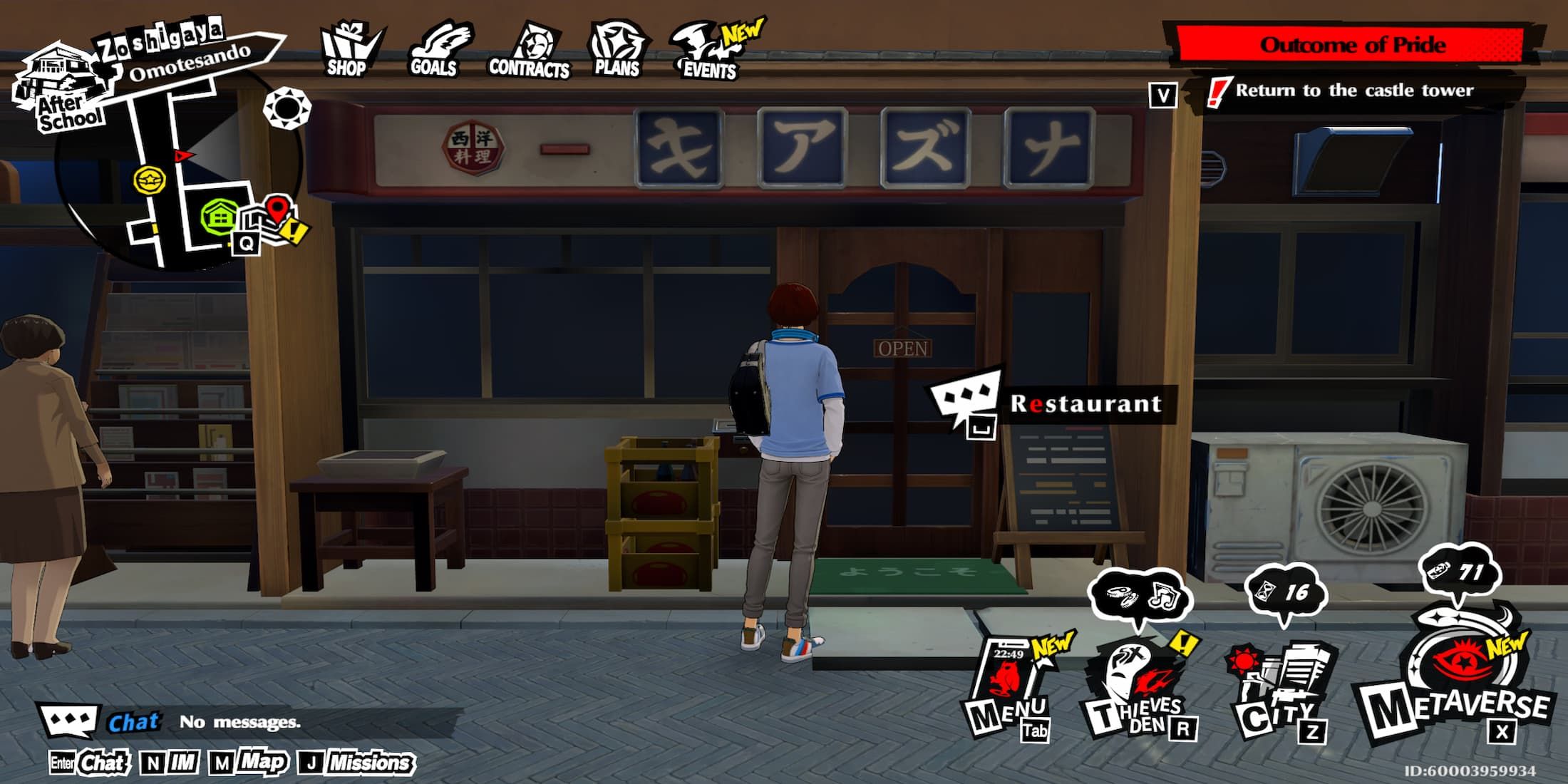 The Player Standing in Front of the Western-Style Restaurant