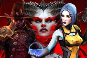 Collage of Borderlands 2, Grim Dawn, and Diablo 4