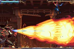 Fighting a boss in Ninja Gaiden Ragebound