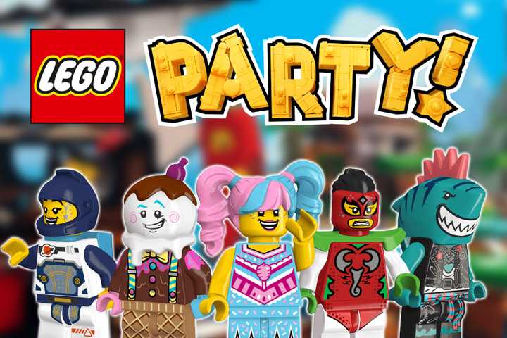LEGO Party minifigs below game logo 2x1 composite