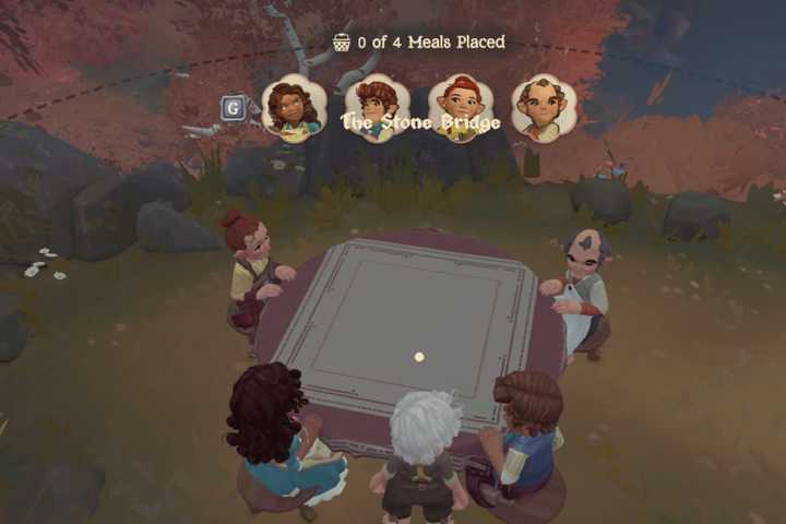 player sharing meal with villagers tales of the shire