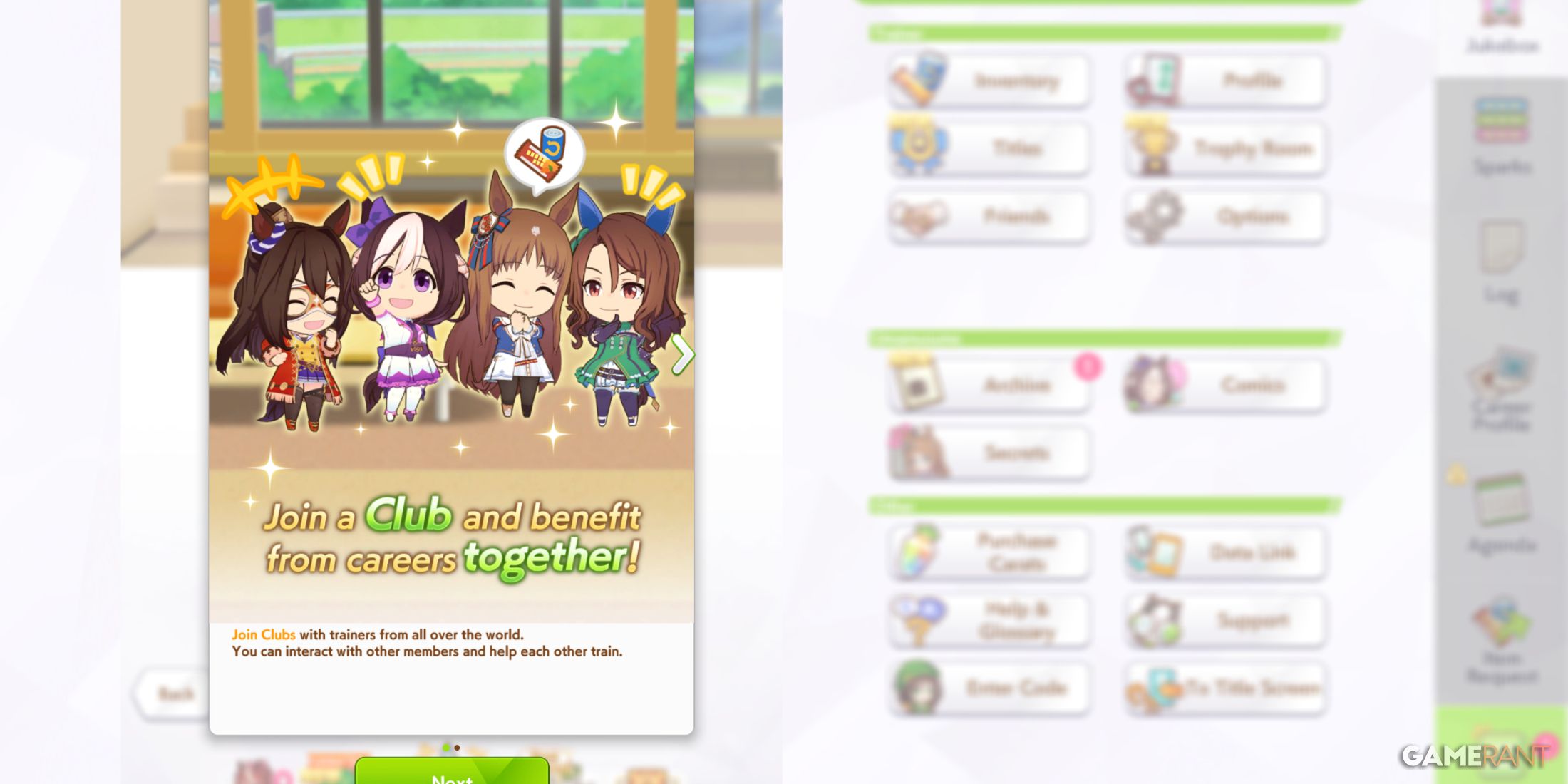 Umamusume Pretty Derby introduces the Club system, allowing players to train and interact with others online